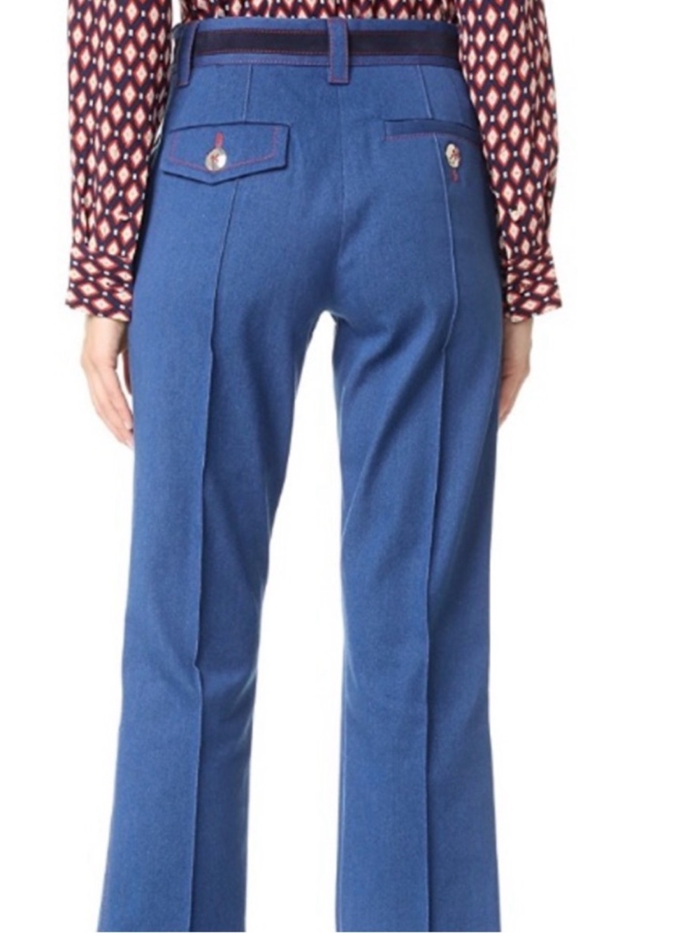Marc Jacobs Blue Trouser with Red Topstitching and Silver Buttons - Picture 11 of 11